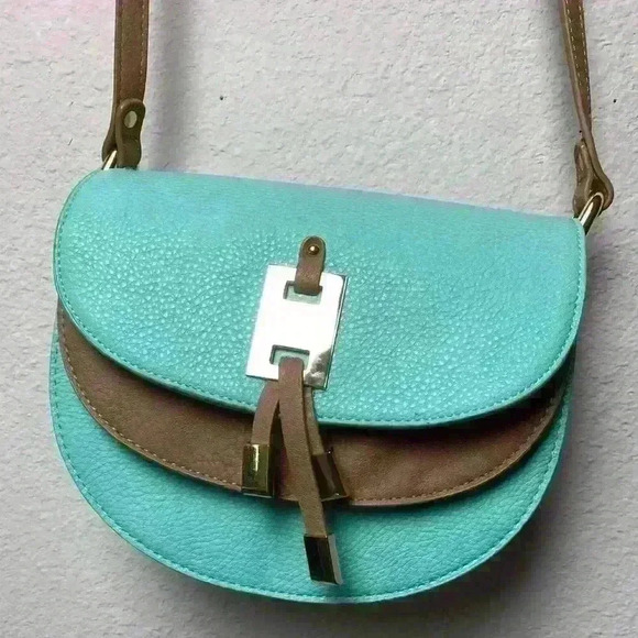 Teal & Tan Crossbody purse - Picture 2 of 6